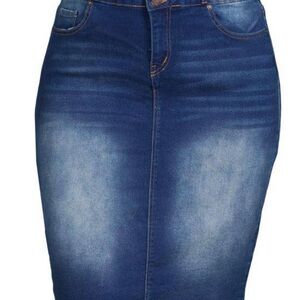 Copperflash High Rise Pencil Denim Skirt